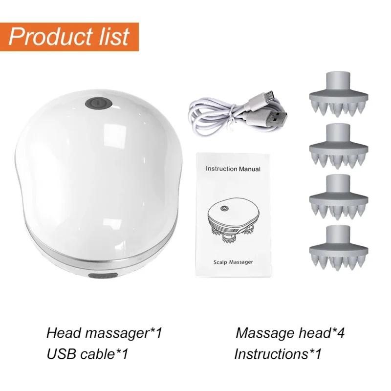 Infrared Smart Scalp Massager Wireless 4 Kneading Massage Heads Body Massager for Hair Growth Stress Kneading Vibration Roller