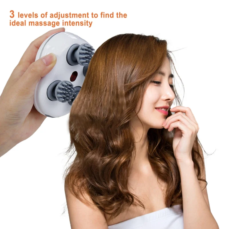 Infrared Smart Scalp Massager Wireless 4 Kneading Massage Heads Body Massager for Hair Growth Stress Kneading Vibration Roller