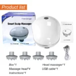 Infrared Smart Scalp Massager Wireless 4 Kneading Massage Heads Body Massager for Hair Growth Stress Kneading Vibration Roller