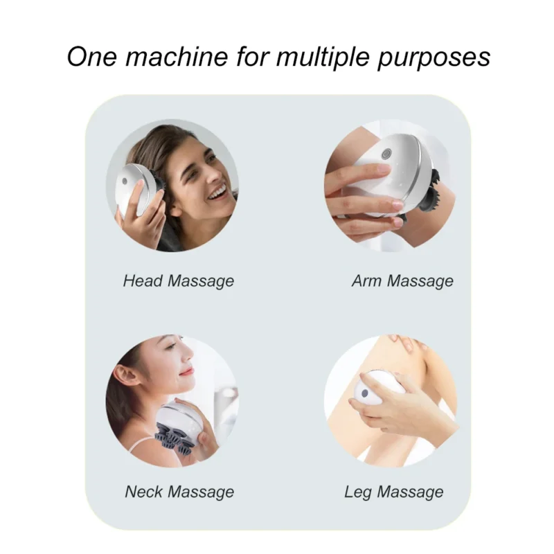 Infrared Smart Scalp Massager Wireless 4 Kneading Massage Heads Body Massager for Hair Growth Stress Kneading Vibration Roller