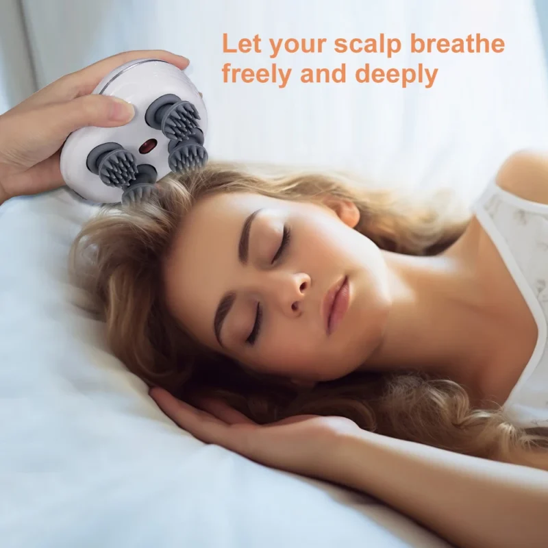Infrared Smart Scalp Massager Wireless 4 Kneading Massage Heads Body Massager for Hair Growth Stress Kneading Vibration Roller