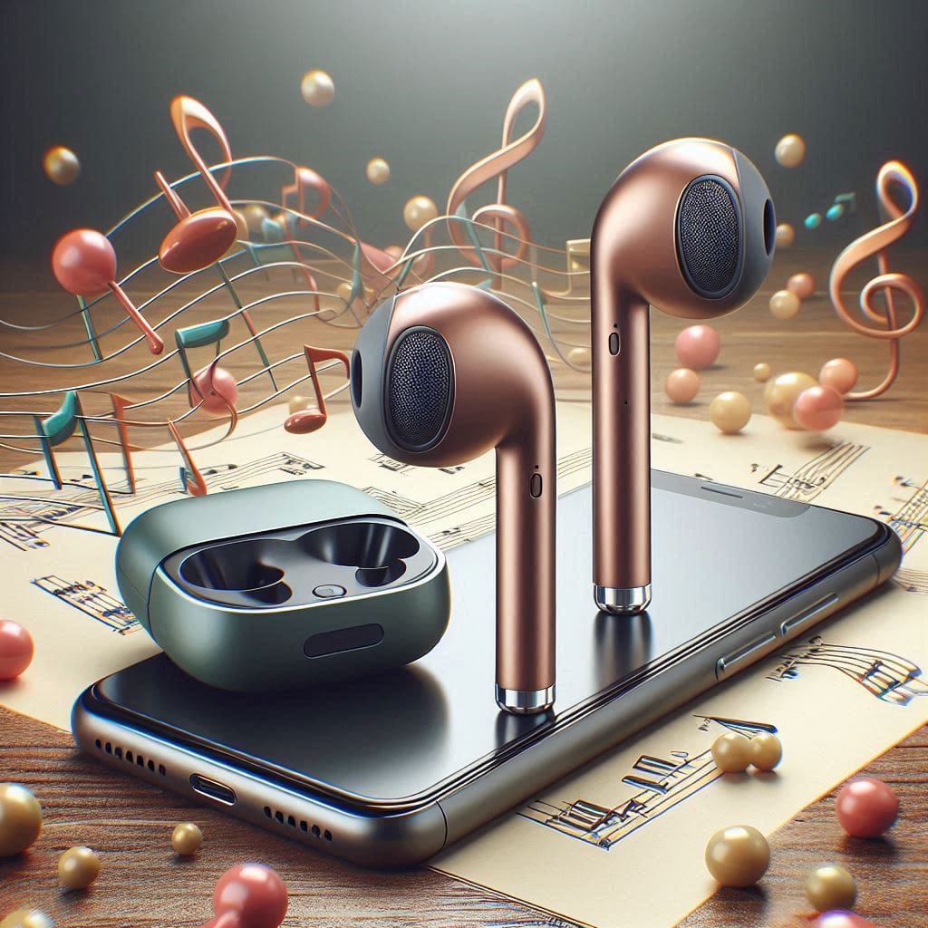 Sleek and modern wireless ear pods with charging case.